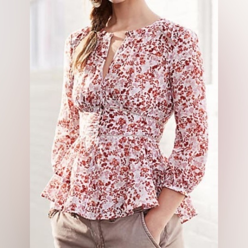 Moulinette Soeurs by Anthropologie Amelie Blouse Silk Blend - Size 2